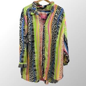 Slim Factor By Investments Plus 3X Oversized Button Up  Blouse Top